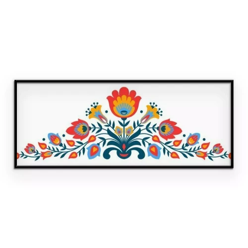 Poster Poolse folk papercut stijl bloemen