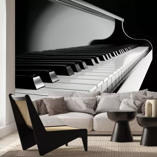 Fotobehang Zwart-witfoto van een piano