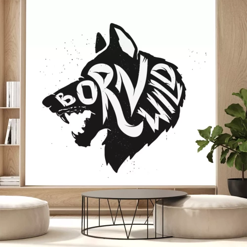 Sticker geboren wild wolf
