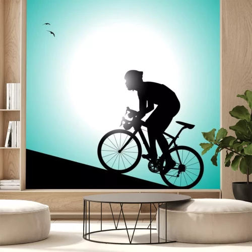 Sticker silhouet di ciclista che pedala in salita