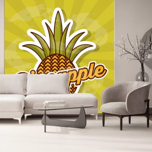 Sticker Ananas op een groene achtergrondafbeelding