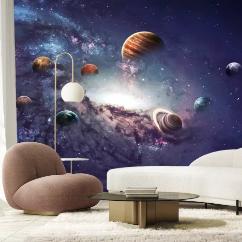 Fotobehang Een fantasierijke visie op het zonnestelsel