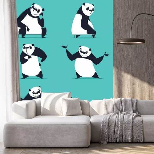 Sticker Set van Panda in verschillende poses. Zitten, dromen, denken, het tonen, het liggen, uitnodigend, draaien. Elk Panda is in een aparte laag.