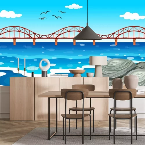 Sticker Uitzicht op de oceaan met de brug