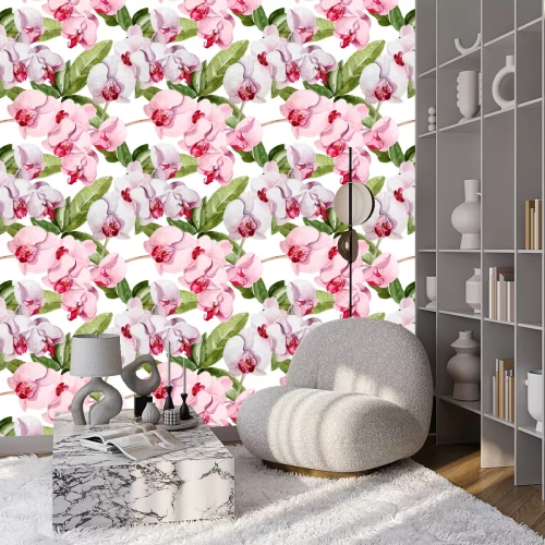 Behang Het patroon met bloemen orchidee