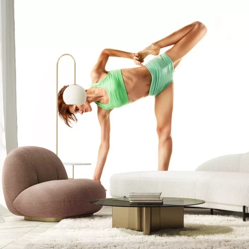 Sticker mooi jong meisje die zich bezighouden met yoga, gymnastiek, fitness