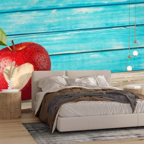 Sticker Rode appel met een hart op tafel