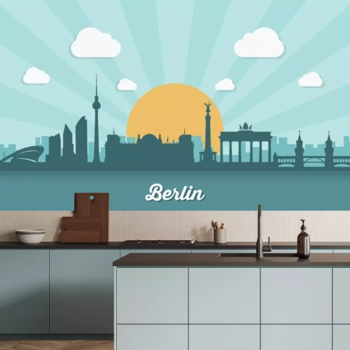 Sticker Berlin skyline - platte ontwerp
