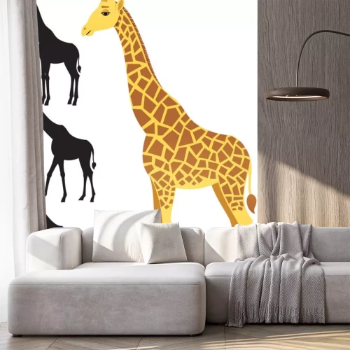 Sticker Giraffe / Illustratie van een giraffe op een witte achtergrond. 3 silhouet versies inbegrepen. Geen transparantie gebruikt. Basis (lineair) verlopen gebruikt.
