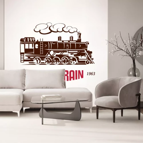 Sticker retro trein, vintage vector symbool, embleem, labelsjabloon