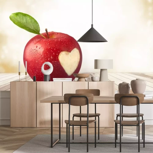 Sticker Rode appel met een wit hart