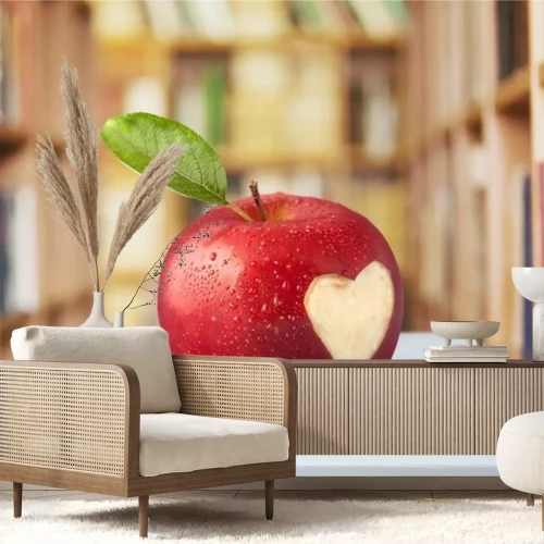 Sticker Rode appel in de bibliotheek