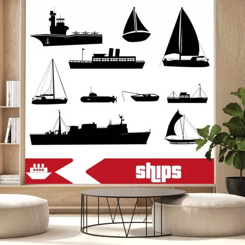 Sticker verschillende vervoer marineschepen icons set eps10
