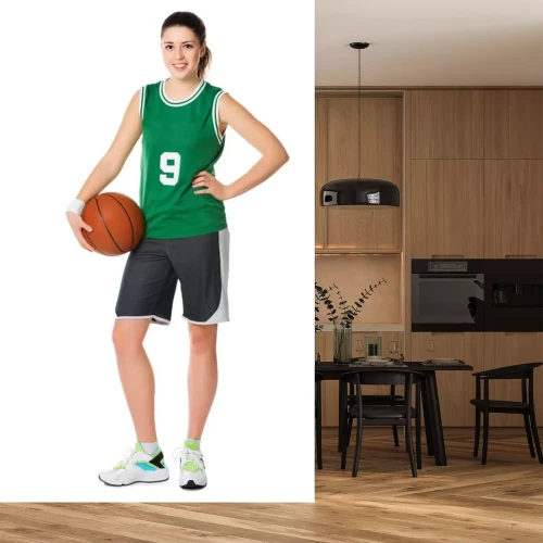 Sticker Jong meisje basketbalspeler