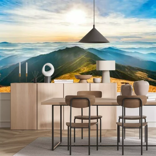 Fotobehang Berglandschap bij zonsondergang