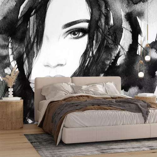 Sticker Mooie vrouw gezicht.