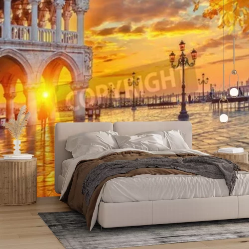 Fotobehang Zonsopgang in een Italiaanse stad