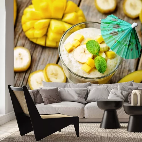 Sticker Banaan tropisch fruit mint cocktail smoothie