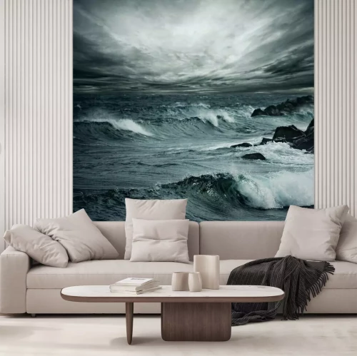 Fotobehang Hevige storm over de oceaan
