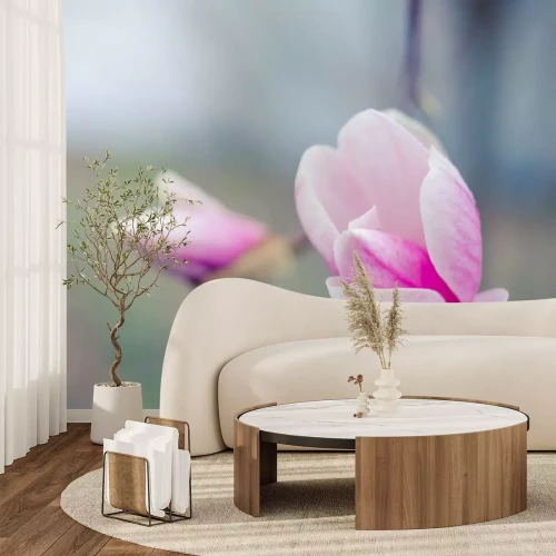 Sticker Twee magnolia's op een onscherpe achtergrond