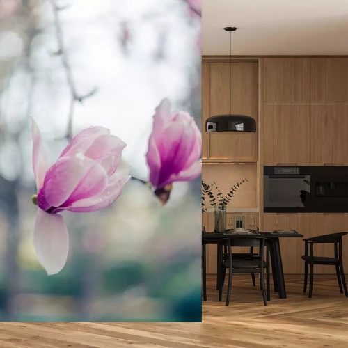 Sticker Roze magnolia's in artistieke fotografie