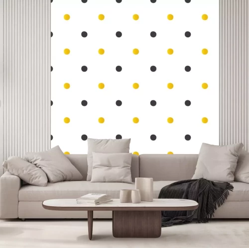 Sticker Gouden en zwarte stippen naadloze patroon achtergrond.