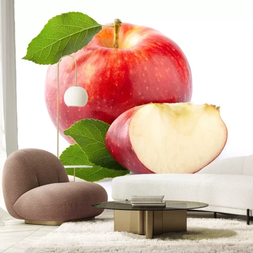 Sticker Rode appel op een witte achtergrond