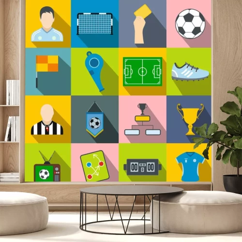 Sticker Soccer vlakke pictogrammen instellen