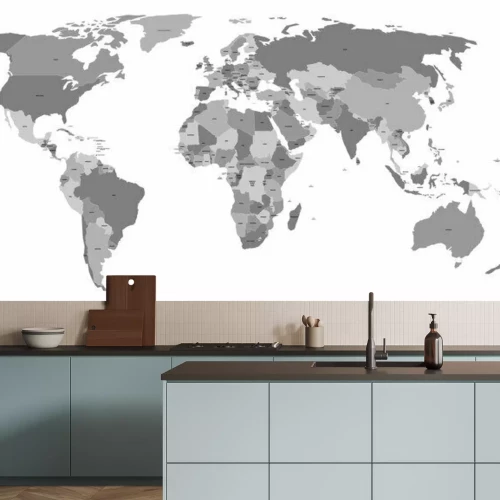 Fotobehang Politieke wereldkaart in grijs