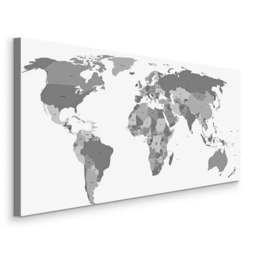 Canvas Politieke wereldkaart in grijs
