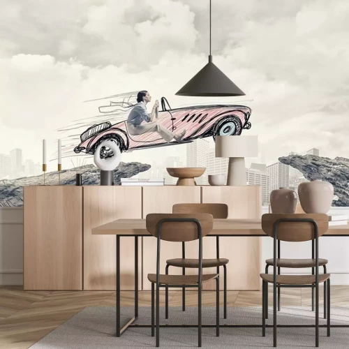 Sticker Vrouw in auto getrokken