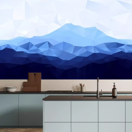 Sticker Triangle laag poly veelhoek geometrische achtergrond met blauwe bergen