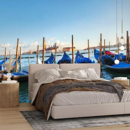 Fotobehang Gondels die op het Canal Grande in Venetië drijven