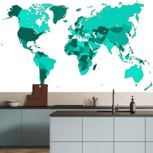 Sticker Weltkarte - einzelne deelstaten in Türkis