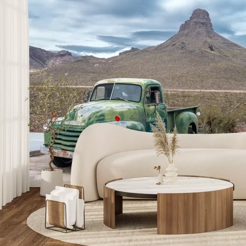 Sticker Oude auto achtergelaten in het westen op route 66