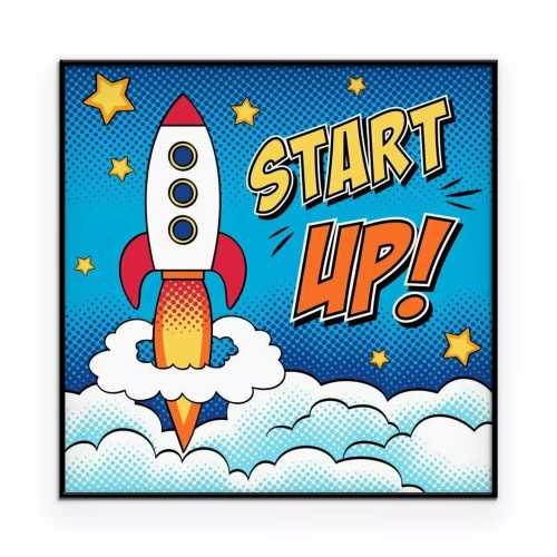 Poster Pop-art ruimteraketlancering