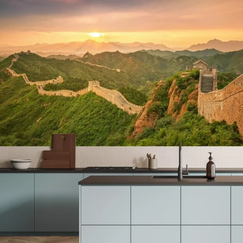 Fotobehang De Chinese Muur bij zonsondergang