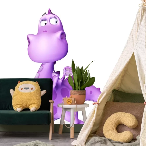 Sticker Jonge roze draak 3D-rendering