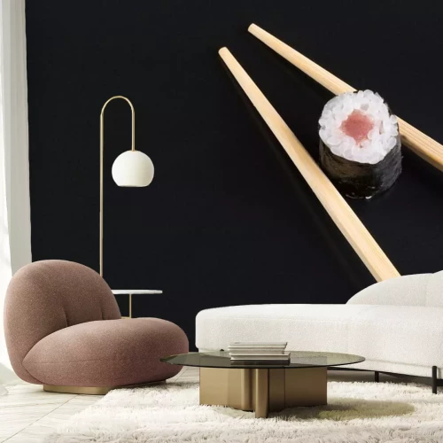 Sticker Sushi op zwarte plaat