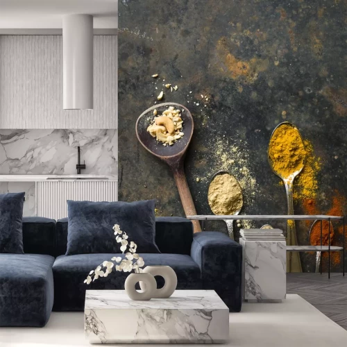 Sticker verschillende lepels met kruiden