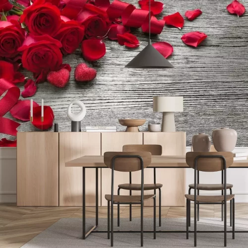 Fotobehang Rozen op een bord