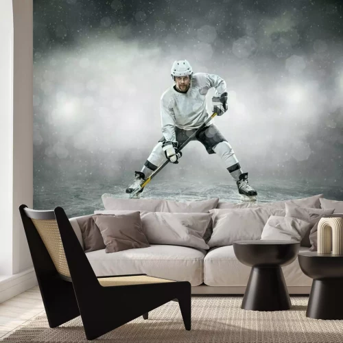 Sticker Ijshockeyspeler op het ijs, in openlucht