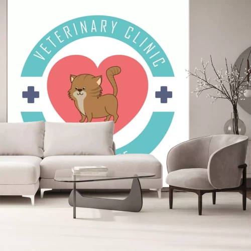 Sticker Katten Grafische afbeeldingen van katten die reclame maken voor een dierenkliniek