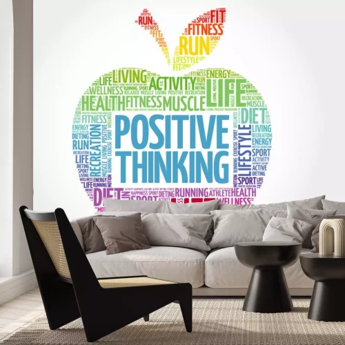 Sticker Apple samengesteld uit motiverende inscripties