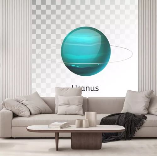Sticker 3D planeet Uranus met een dunne ring