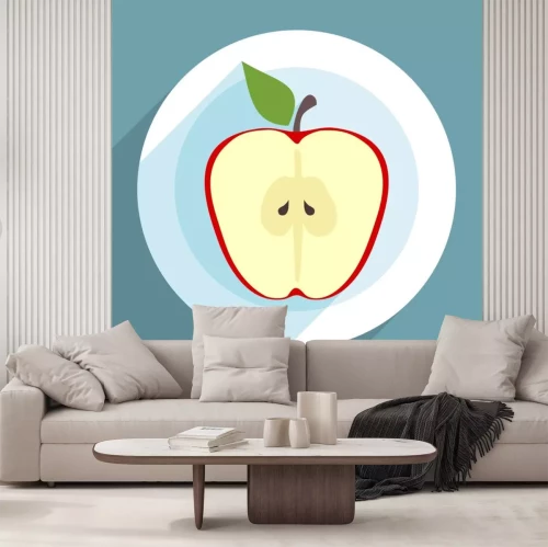 Sticker Rode appel gesneden op een bord