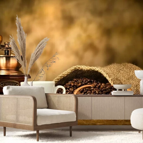 Fotobehang Espressokoffie uit een oude koffiemolen