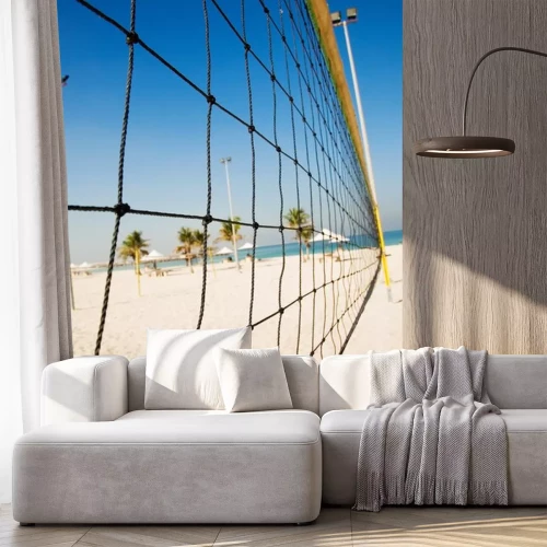 Sticker volleybalnet op het strand