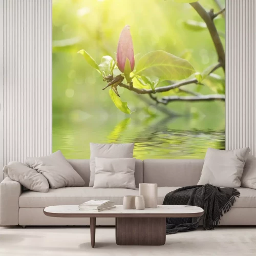 Sticker Magnolia verlicht door stralen