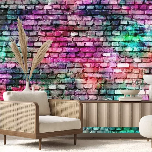 Fotobehang Kleurrijke grunge muur